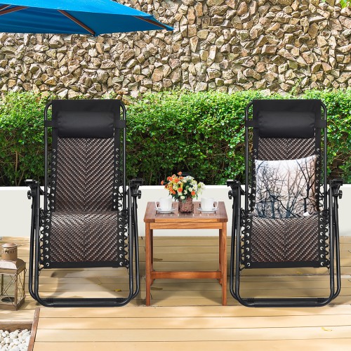 2 Piece Set: Costway Rattan Zero Gravity Lounge Chairs